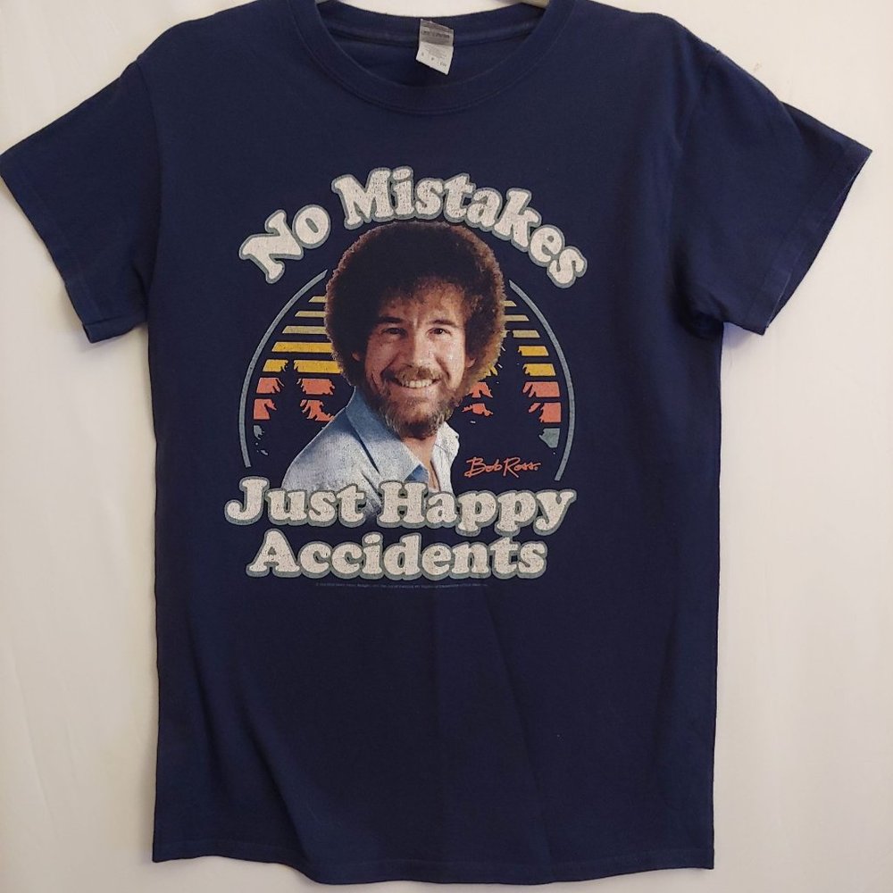 Honoring Bob Ross No Mistakes just Happy Accidents mens t-shirt Small
